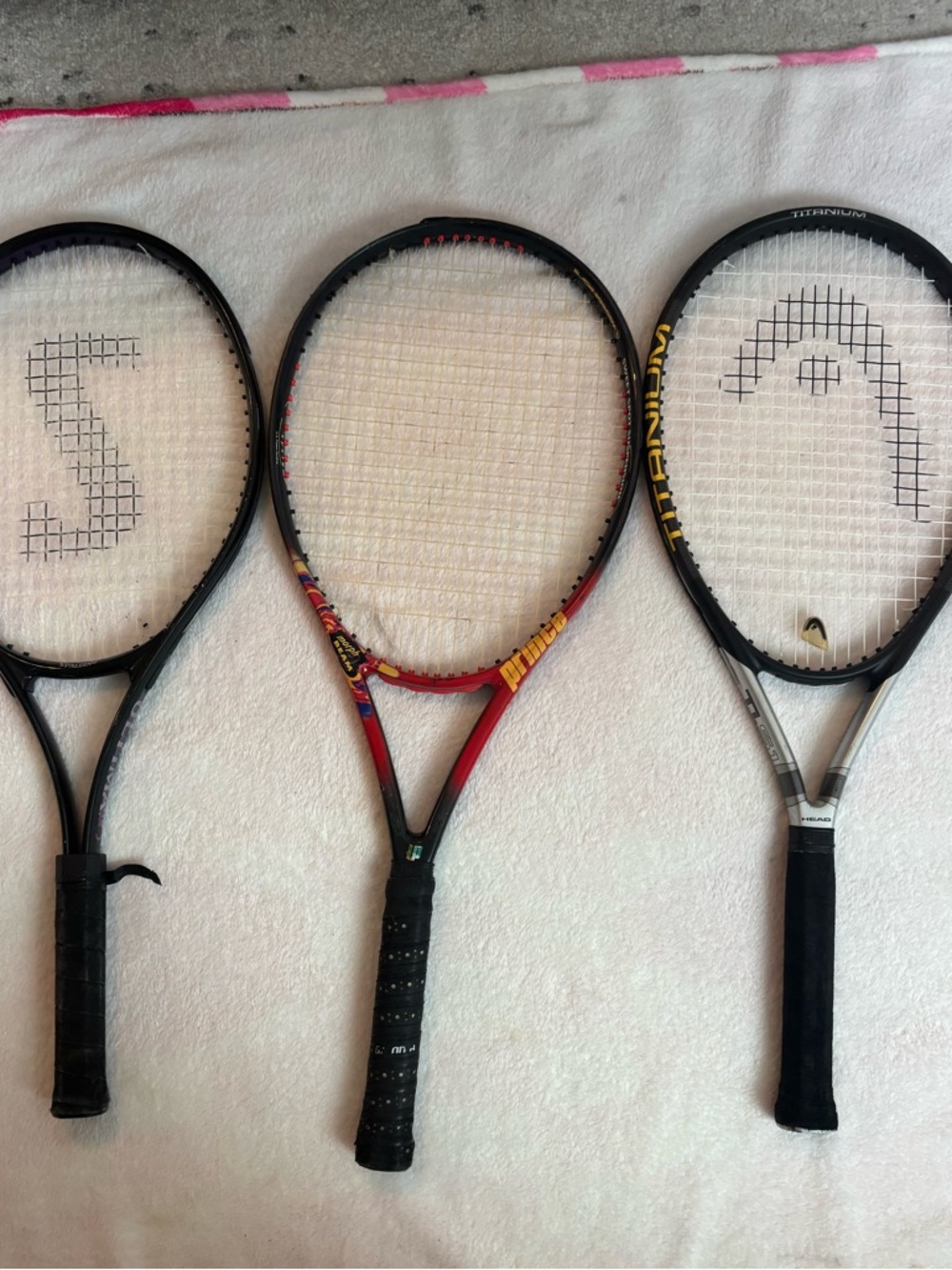 3 Lot Of Vintage Tennis Rackets: Prince, Head, Spalding